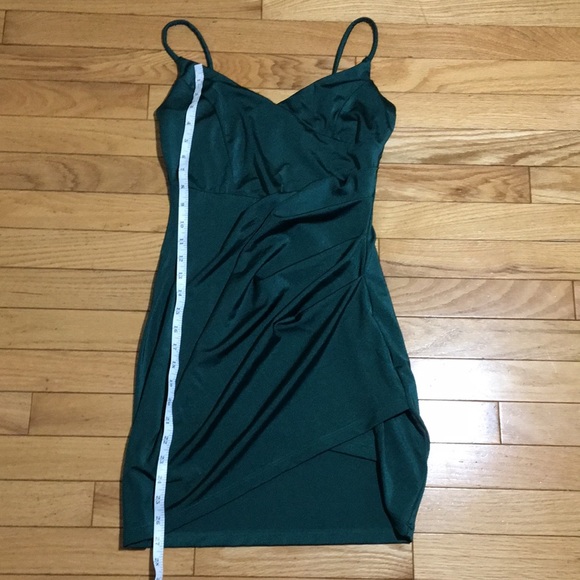 Windsor Luxe Satin Mini  Dress Size M Cowl Neck Hunter Green - Picture 9 of 9